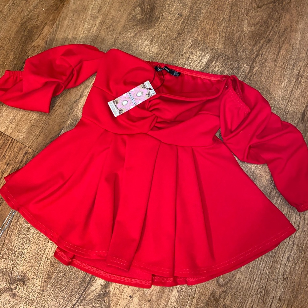Red woman’s top!